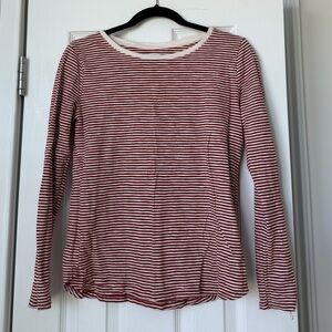 Old Navy Orange and White Striped Long-Sleeve Tee